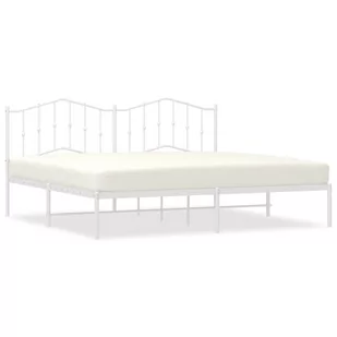 Metalowa rama łóżka z wezgłowiem, biała, 193x203 cm Lumarko! - Łóżka - miniaturka - grafika 3