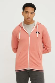 Bluzy męskie - Quiksilver bluza męska kolor różowy z kapturem z aplikacją - grafika 1