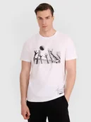 Koszulki męskie - T-shirt regular z nadrukiem siatkarskim męski 4F 4FRAW25TTSHM3319-10S Biały M - miniaturka - grafika 1