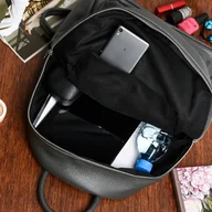 Torebki damskie - Włoski Plecak Skórzany A4 Damski Miękka Skóra P16 : Kolory - Szary, Srebrny - miniaturka - grafika 1