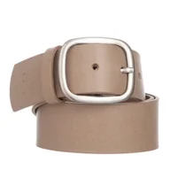 Paski - Klasyczny Pasek Damski VerMari Skórzany Ciemny Beż 4 cm - miniaturka - grafika 1