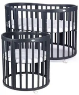 Łóżeczka i kojce - Waldin Owalne łóżeczko 7w1 z Materacem Graphite - miniaturka - grafika 1