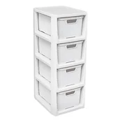 Szafki łazienkowe - Regał z koszykami rattan BQ-1726 4 x 7 l biały antyczny - miniaturka - grafika 1