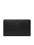 Portfele - Calvin Klein Duży Portfel Damski Ck Daily Medium Bifold_Tex K60K612957 Czarny - miniaturka - grafika 1