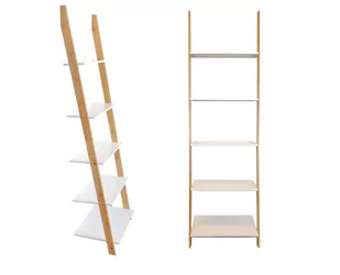 ModernHome Regał bambusowy, stojak, drabina, biały, 5 półek, 177 cm - Regały - miniaturka - grafika 1