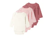 Body dla niemowląt - Lupilu Body niemowlęce z biobawełny 5 sztuk Biały/ różowy 62/68 - miniaturka - grafika 1