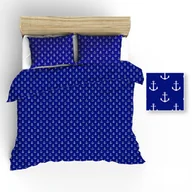 Pościel - Extrapościel Pościel bawełniana 200x220 R016 granatowa kotwice białe w pudełku 22N - miniaturka - grafika 1