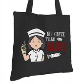 Torby i wózki na zakupy - Torba Bawełniana dla Pielęgniarki Czarna Prezent ekologiczna Trwały Nadruk - miniaturka - grafika 1