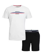 Koszulki męskie - Jack & Jones Jackyle SS Koszulka i spodenki Giftbox Koszulka męska, Biały/opakowanie: czarne szorty, M - miniaturka - grafika 1