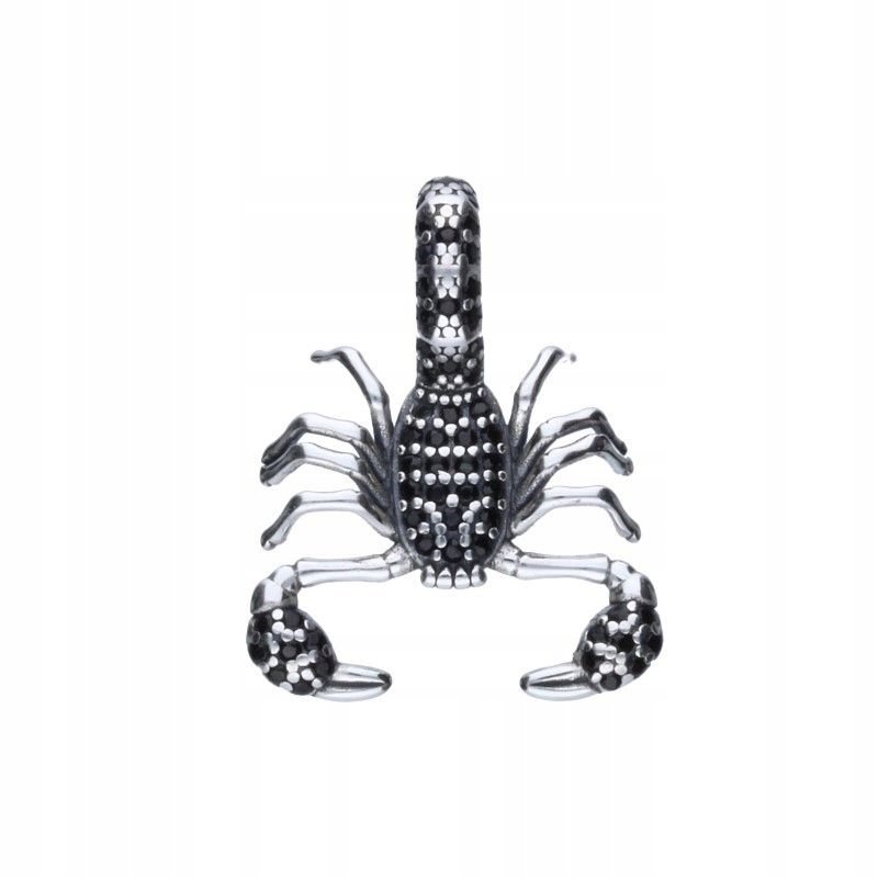 Modna Zawieszka Bead Skorpion z Czarnymi Cyrkoniami Srebro 925 zodiak 2.57g