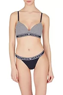 Majtki damskie - Emporio Armani bawełniane nadrukowane dla kobiet stringi Panties, Granatowy/Granatowy Str., L - miniaturka - grafika 1