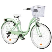 Rowery - Rower miejski INDIANA Moena S7B 28 cali damski Miętowy + Koszyk na rower VÖGEL VKS-102WH Stalowy - miniaturka - grafika 1
