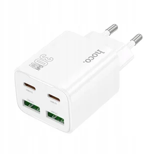 Ładowarka sieciowa do telefonu Hoco 2 x USB C + 2 x USB A QC3.0 PD 3A 30W N56 biała - Ładowarki do telefonów - miniaturka - grafika 1
