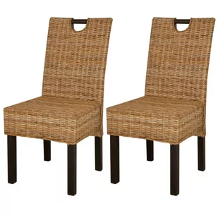 Krzesła do jadalni, 2 szt., rattan Kubu i drewno mango - Krzesła - miniaturka - grafika 1
