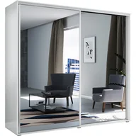 Szafy - Szafa Przesuwna 200 z Lustrem A1 Skąpski Meble Biały, Grafit, 215 cm - miniaturka - grafika 1