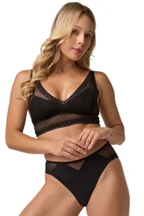 Brazyliany damskie z tiulem i koronką 211 czarne M - Majtki damskie - miniaturka - grafika 1