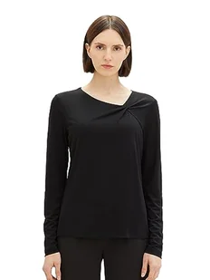 TOM TAILOR Damska koszulka z długim rękawem, 14482 – Deep Black, XXS - Koszulki i topy damskie - miniaturka - grafika 1