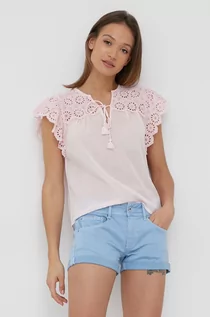 Bluzki damskie - Pepe Jeans bluzka STELLA damska kolor różowy gładka - grafika 1