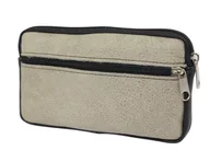 Torby męskie - Skórzane Etui Na Telefon Saszetka CAPPUCINO/CZARNY Na Pasek Z Suwakiem Polska Galanteria (PL) Na Smartfona 17,5 x 10,5 [cm] - miniaturka - grafika 1