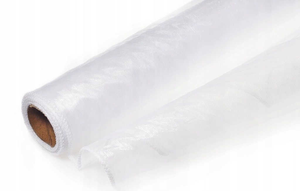 ORGANZA TIUL OBSZYTA NA ROLCE BIAŁA NA ŚLUB KOMUNIĘ UROCZYSTOŚĆ 40CM 9M