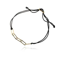 Bransoletki - ankabizuteria.pl Bransoletka srebrna pozłacana na czarnym rzemyku - miniaturka - grafika 1