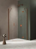Kabiny prysznicowe - Kabina prysznicowa pięciokątna prawa drzwi uchylne kolor miedź szczotkowana 80x80 cm K-4680 New Trendy Nesta Copper Brushed - miniaturka - grafika 1