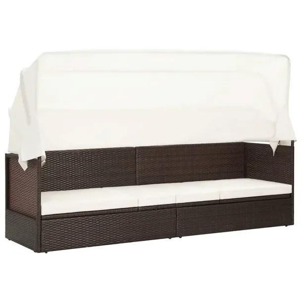 Leżak ogrodowy rattan PE brązowy 205x62x70 cm