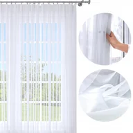 Firany - FIRANA GOTOWA WOAL BIAŁA 200x220 CM ZASŁONA FIRANKA NA ŻABKI TAŚMIE FIRANY - miniaturka - grafika 1