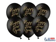 Sylwester - PartyDeco Balony "Happy New Year", pastel czarny, 12" 6 szt. SB14P-202-010-6 - miniaturka - grafika 1