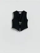 Marynarki i żakiety damskie - Reserved - Kamizelka z aplikacją - czarny - miniaturka - grafika 1