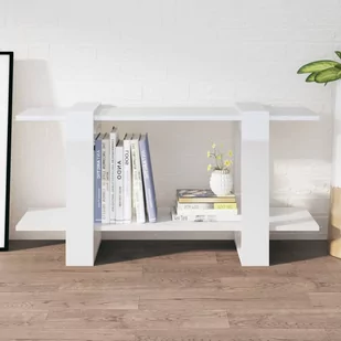 Regał na książki, wysoki połysk biały, 100x30x51 cm - Regały - miniaturka - grafika 1