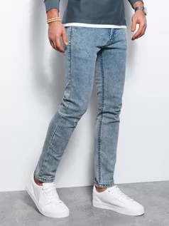 Spodnie męskie - Spodnie męskie jeansowe SKINNY FIT - jasnoniebieskie V2 P1062 - grafika 1