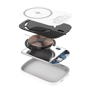 Crong MagSpot Power Bank - Bezprzewodowy power bank z MagSafe 5000mAh, USB-C 20W PD (biały) - Pozostałe akcesoria do telefonów - miniaturka - grafika 2