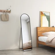 Lustra - Lustro stojące EMKE 147x45cm lustro pełnej długości czarna rama aluminiowa lustro zakrzywione lustro ubraniowe z folią okienną przeciwwybuchową - miniaturka - grafika 1