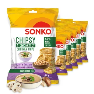 20x SONKO Chipsy z ciecierzycy o smaku grzybów w śmietanie 60 g - Chipsy - miniaturka - grafika 1