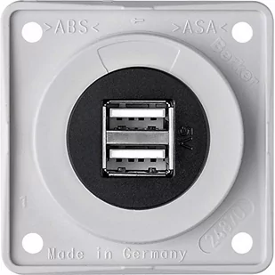 Hager Polo Gniazdo USB ładowania podwójne, 12V, 3A, biały połysk, mechanizm czarny 926022509 926022509 - Gniazdka elektryczne - miniaturka - grafika 1