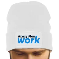 Czapki damskie - CZAPKA Jesienna BAWEŁNIANA ZIMOWA Ciepła BIAŁA BEANIE #LAZY MAN WORK - miniaturka - grafika 1