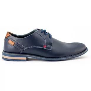 Eleganckie buty męskie skórzane 859 granatowe - Komodo - Półbuty męskie - miniaturka - grafika 1