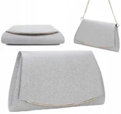 Torebki damskie - Srebrna Torebka Wieczorowa Elegancka - miniaturka - grafika 1