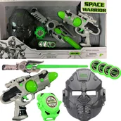 Figurki dla dzieci - DUŻY ZESTAW KOSMICZNY WOJSKOWY PISTOLET MASKA HEŁM LED ŚWIATŁO ZABAWA WOJSK - miniaturka - grafika 1