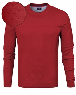 Elegancki SWETER Męski Klasyczny CZERWONY Bawełniany XL Pako Jeans - Swetry męskie - miniaturka - grafika 1