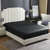 Prześcieradła - Czarne Prześcieradło Satyna Z Gumką 200x220 - miniaturka - grafika 1