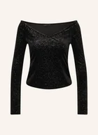 Bluzki damskie - Armani Exchange Bluzka Z Aksamitu schwarz - miniaturka - grafika 1