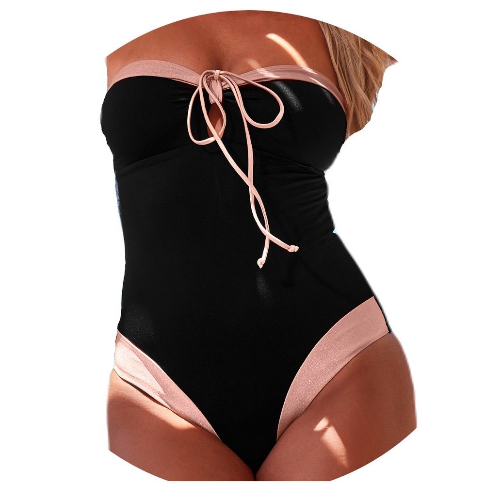 Strój kąpielowy jednoczęściowy Lei 027 czarny z różowymi wstawkami 70B