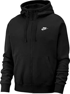 Bluzy męskie - Nike Sportswear Club męska bluza z kapturem, z zamkiem błyskawicznym na całej długości czarny czarny/czarny/bia$52y S BV2645-010-Small - grafika 1