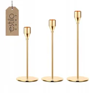 Świeczniki - Świecznik Złoty Prosty na Długie Świece Świąteczny na Stół na Nodze ZESTAW - miniaturka - grafika 1