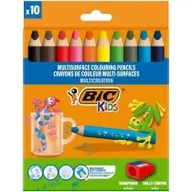 Przybory szkolne - Bic Kredki ołówkowe Kids Multisurface + temperówka 10+1 kolorów - miniaturka - grafika 1