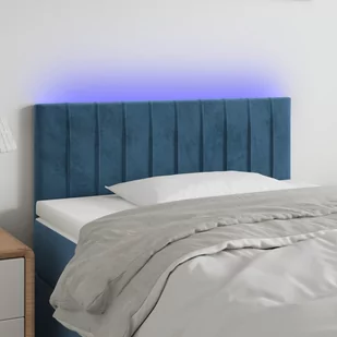 Lumarko Zagłówek do łóżka z LED, ciemnoniebieski, 90x5x78/88cm, aksamit - Inne meble do sypialni - miniaturka - grafika 1