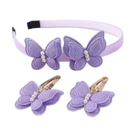 Ozdoby do włosów - Zestaw dla Dziewczynek Opaska ze Spineczkami Fioletowe Motylki - miniaturka - grafika 1