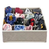 Meble modułowe i akcesoria - Organizer Na Skarpetki Do Szuflady Garderoby Do Szafy 16 Przegródek Beż - miniaturka - grafika 1